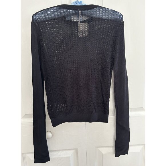 Free People H2O Crew Pullover Open Weave Knit Crop Top Black Size M - Picture 7 of 13